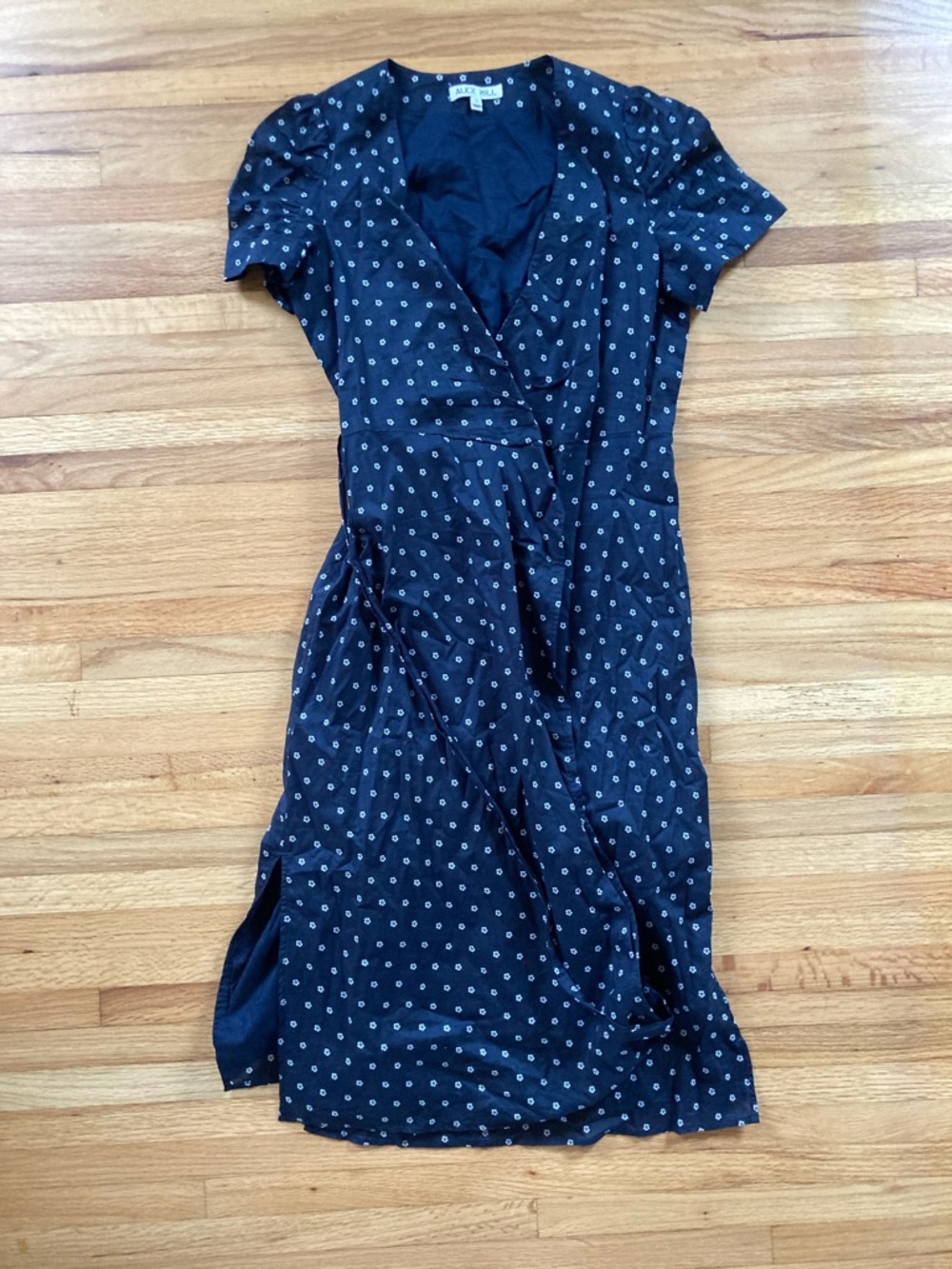 Alex Mill Cotton Wrap Dress Navy Floral Small